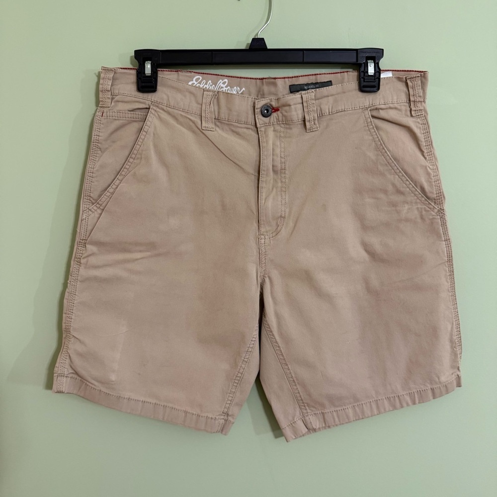 Eddie Bauer Tan Flat Front Shorts Classic Style